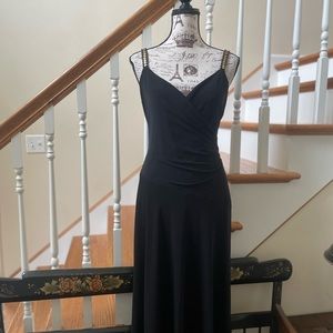 Jones of NY Faux Wrap Bodice Dress ~ bead sequin detail on shoulders ~ 12